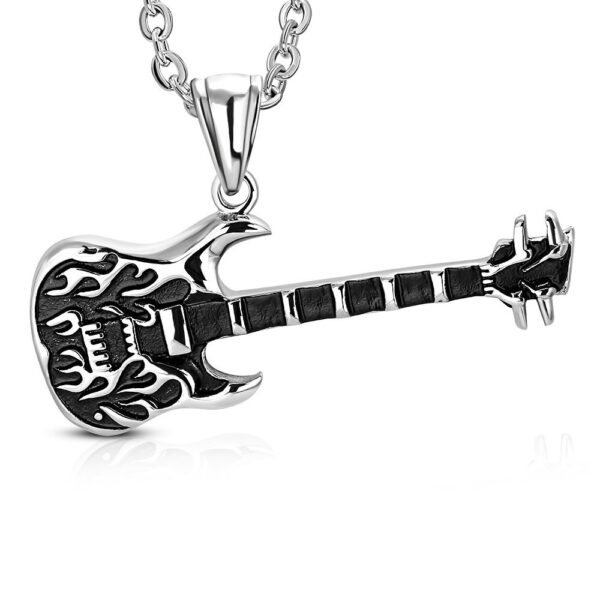 Ezüst színű elektronikus gitár nemesacél medál