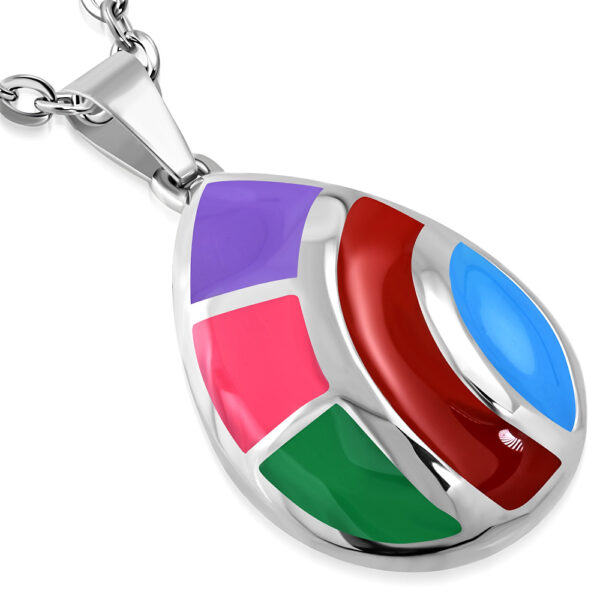 Színes, csepp alakú nemesacél medál ékszer