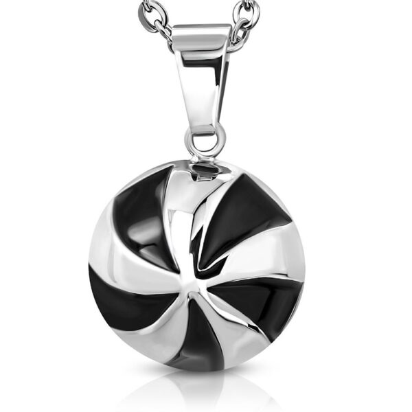 Ezüst-fekete spirálos nemesacél medál