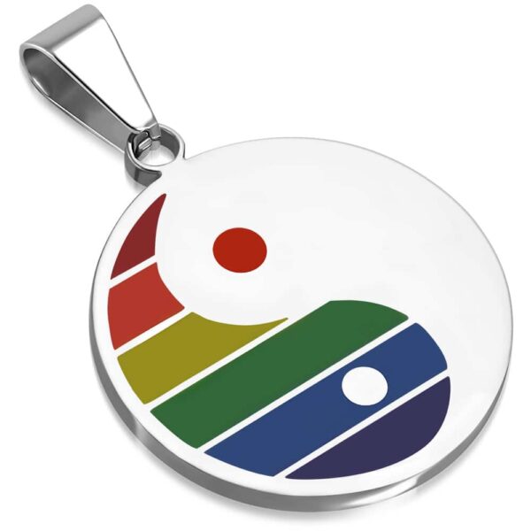 Ezüst és fekete színű, Yin-Yang mintás nemesacél  medál