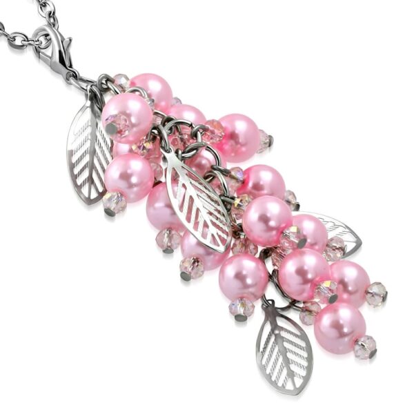 Pink Leaf Medál Gyöngyökkel