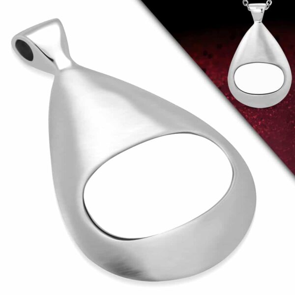 Ezüst színű, csepp alakú gravírozható nemesacél medál