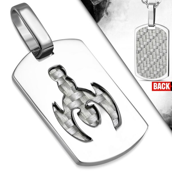 Ezüst színű nemesacél medál, nonfiguratív mintával