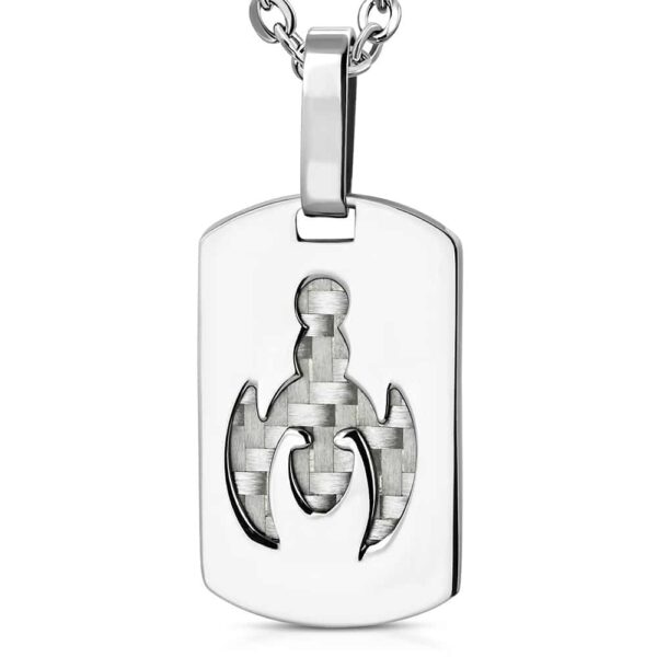 Ezüst színű nemesacél medál, nonfiguratív mintával