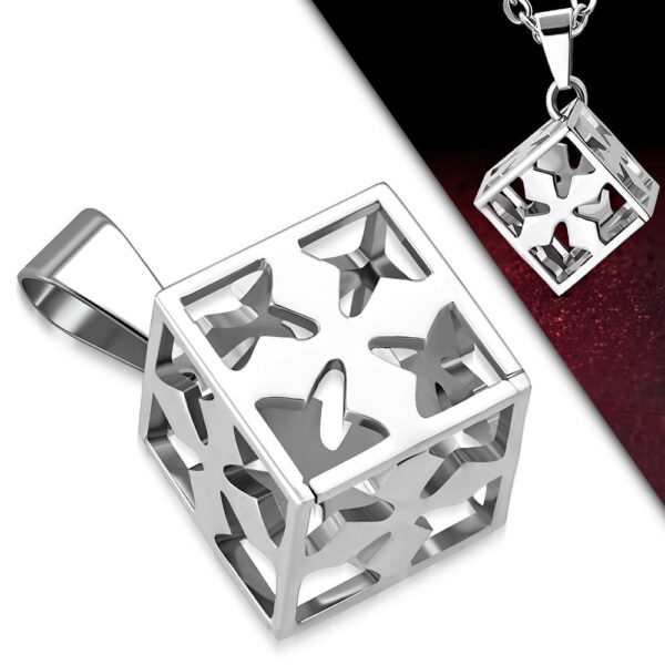 Ezüst színű medál kocka