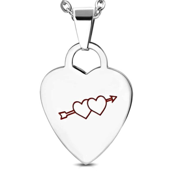 Ezüst színű, szív alakú nemesacél medál, átlőtt szív mintával