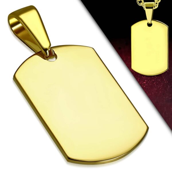 Arany színű, gravírozható téglalap nemesacél medál