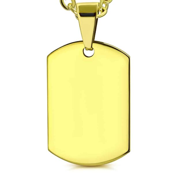 Arany színű, gravírozható téglalap nemesacél medál