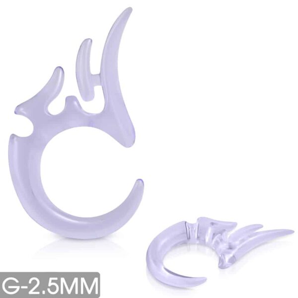 Áttetsző lila fültágító, törzsi díszes