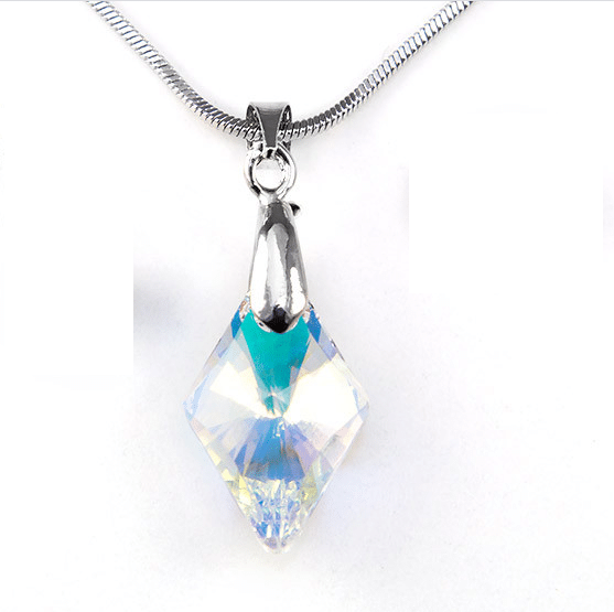 Swarovski® kristályos nemesacél nyaklánc - 19 mm - Rhombus  - Crystal AB