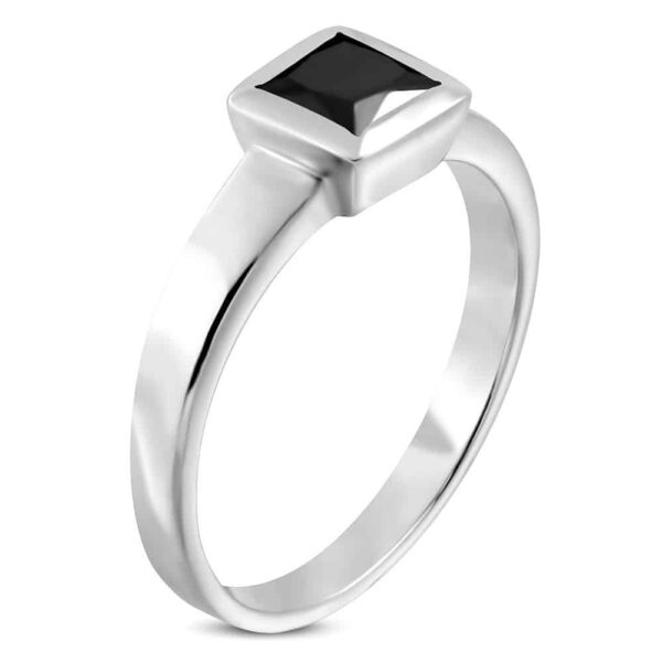 Black Diamond kristályos, ezüst színű nemesacél gyűrű