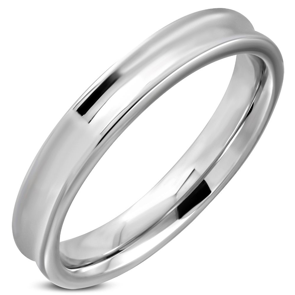 Ezüst színű homorú nemesacél gyűrű 4 mm