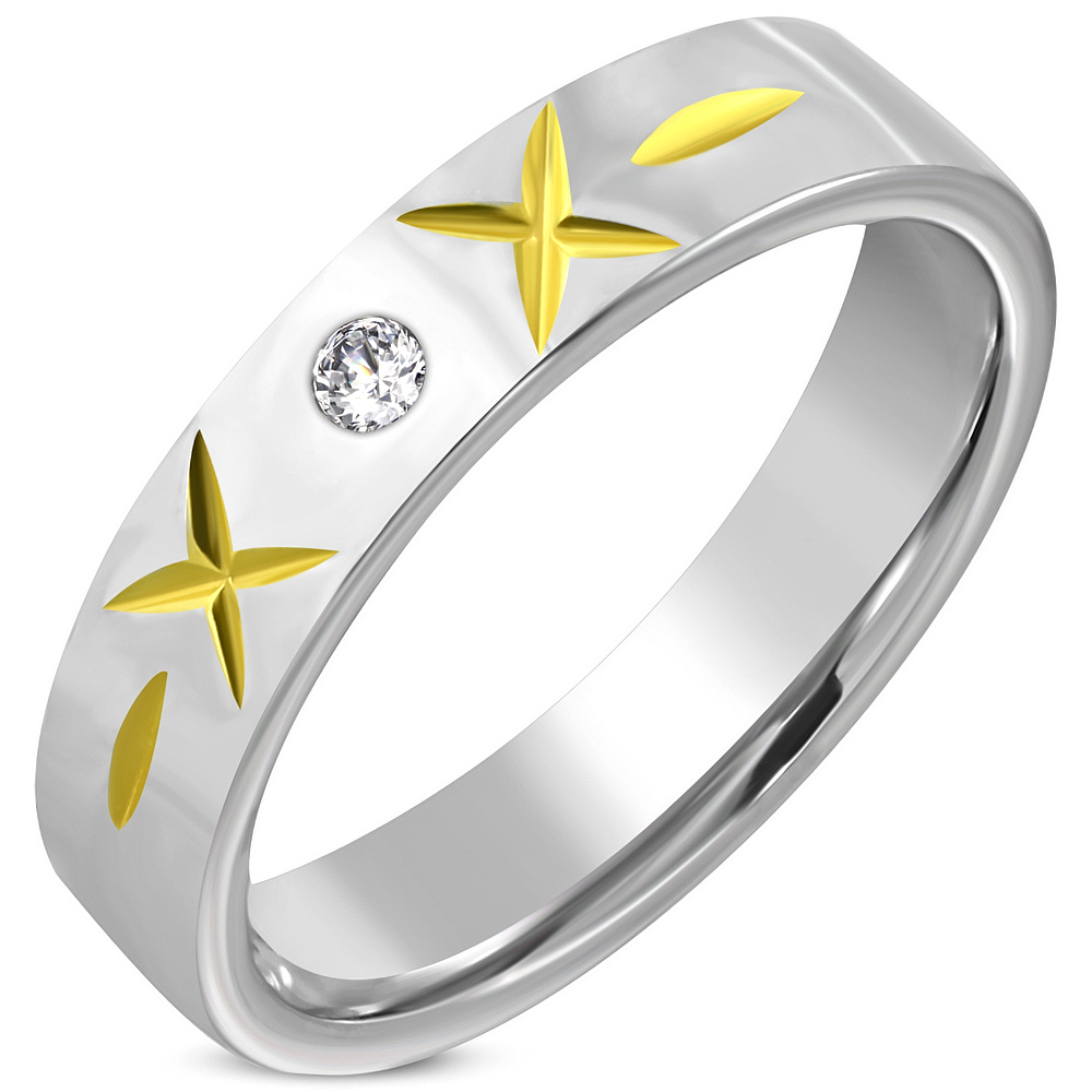 2 színű köves nemesacél gyűrű ékszer