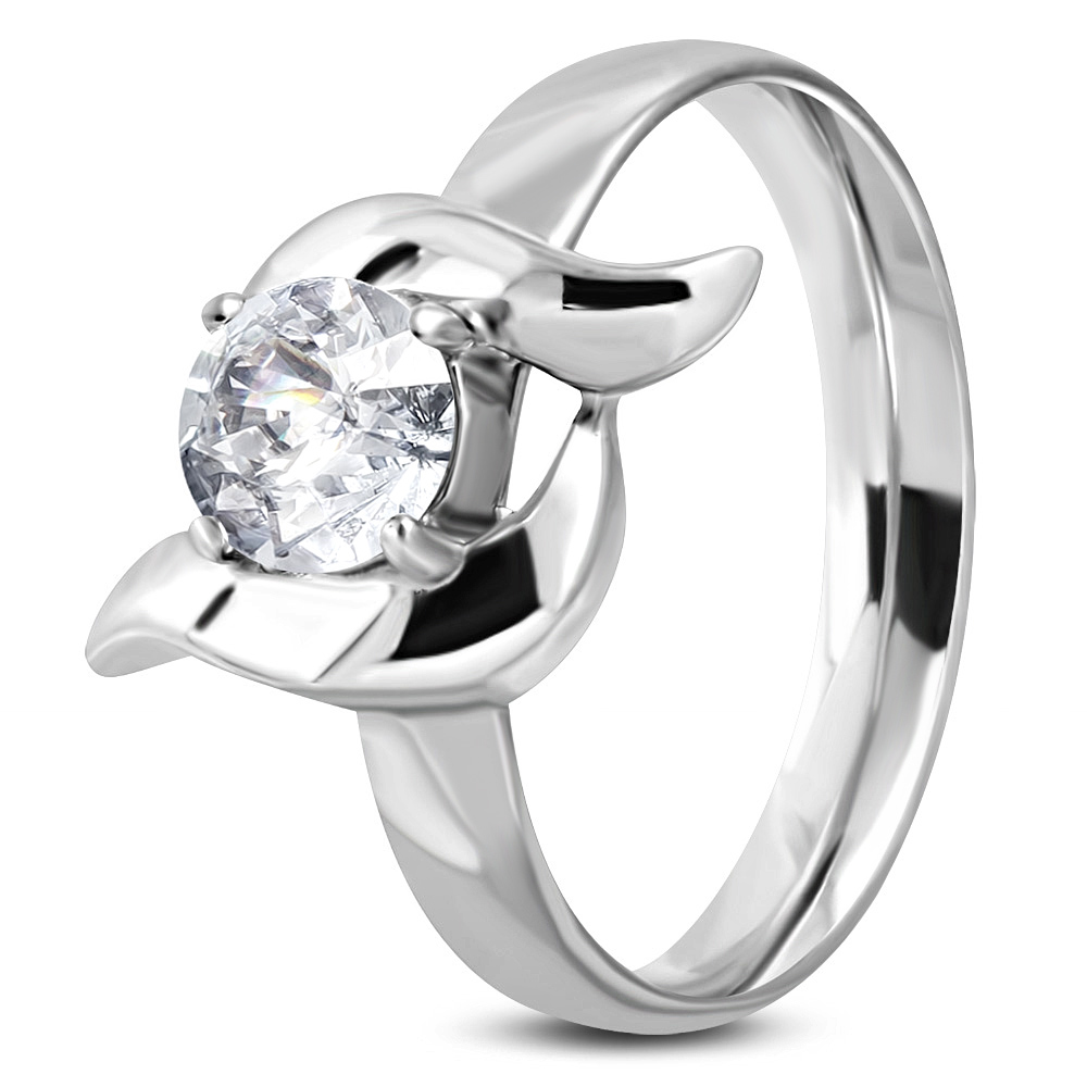 Ezüst színű, cirkónia kristályos nemesacél gyűrű