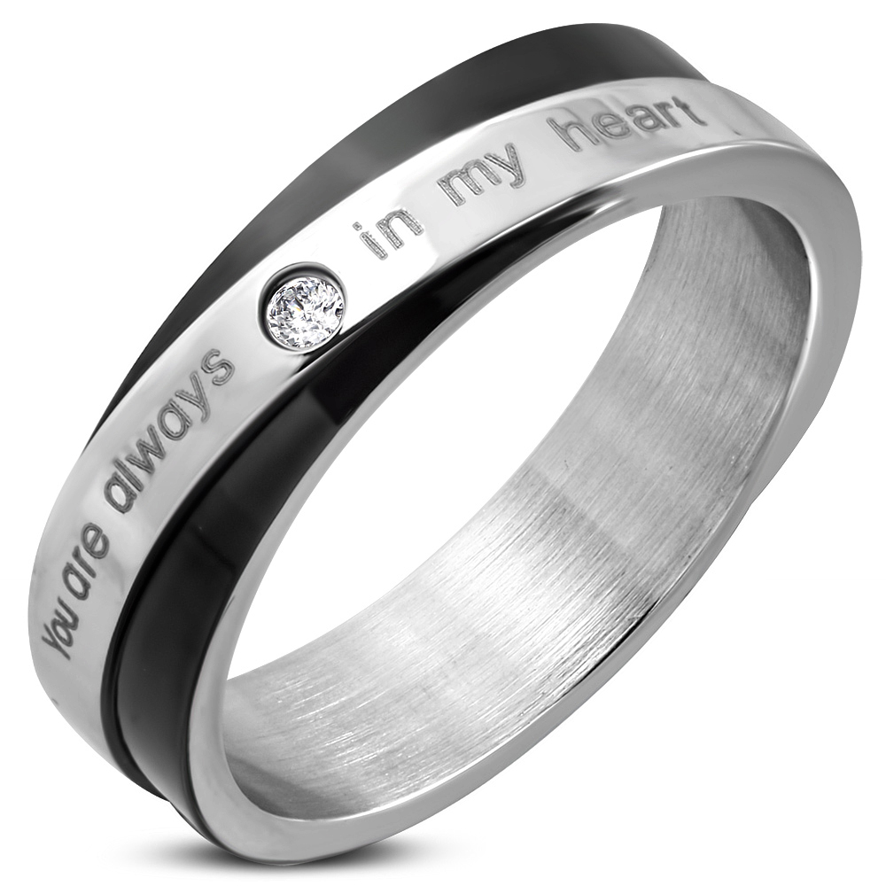 Két színű, cirkónia kristályos nemesacél gyűrű