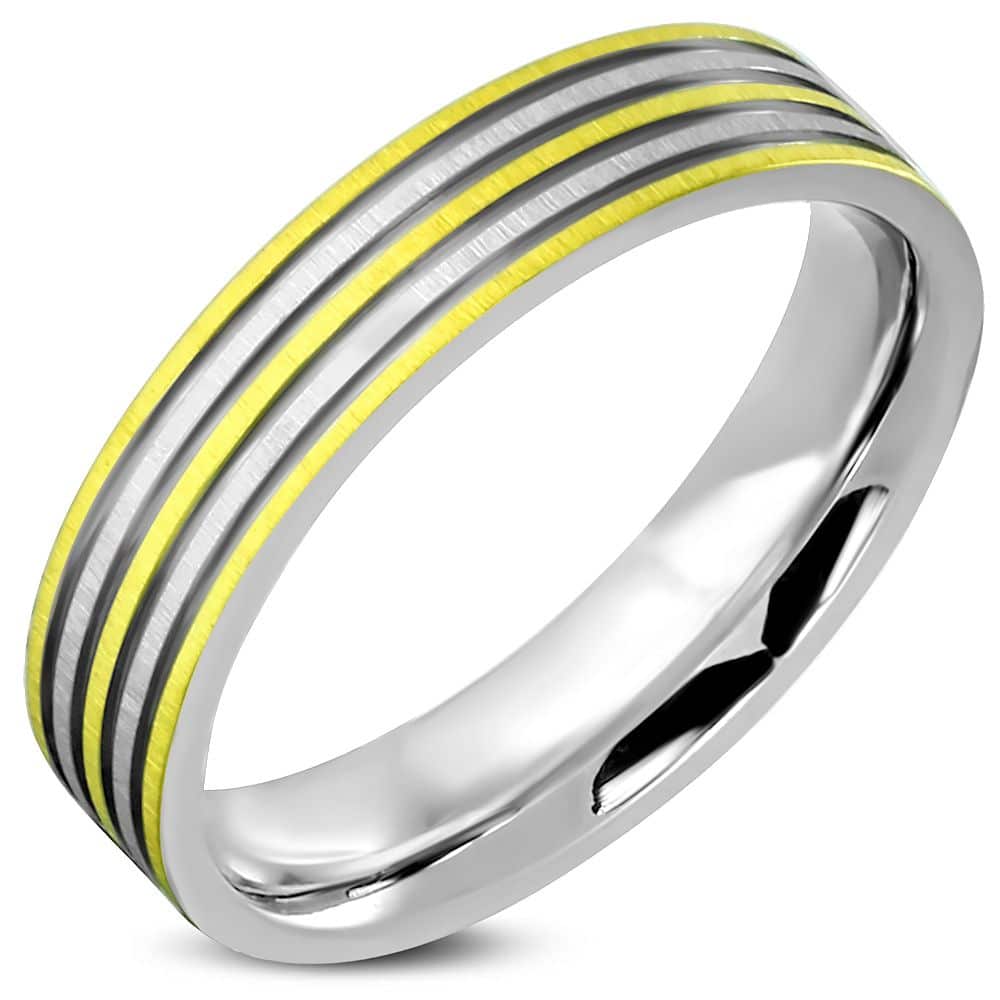 Arany-ezüst csíkos nemesacél gyűrű 4mm