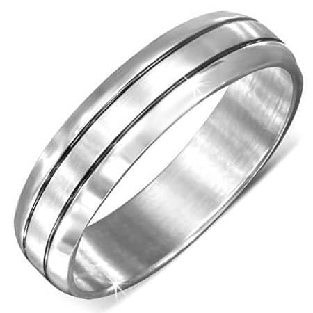 Ezüst színű 2 sávos nemesacél gyűrű 6 mm