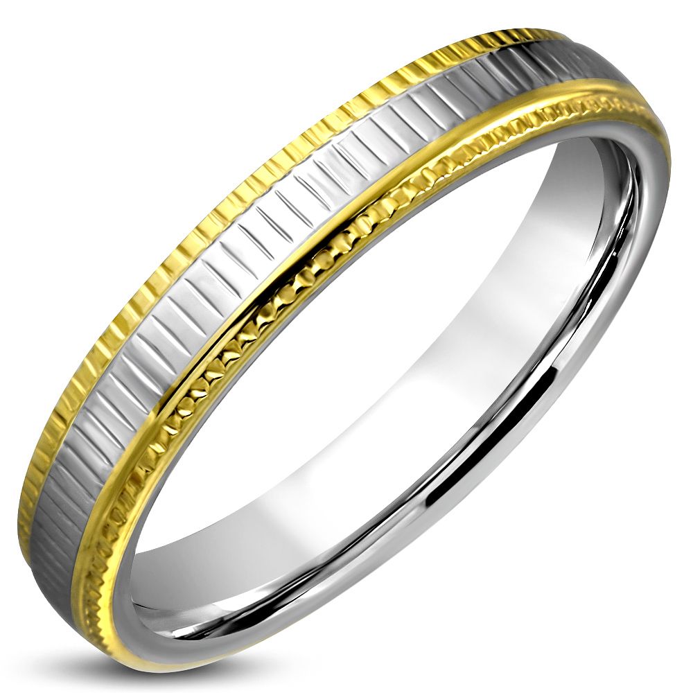 Ezüst-arany színű irdalt nemesacél gyűrű 4 mm