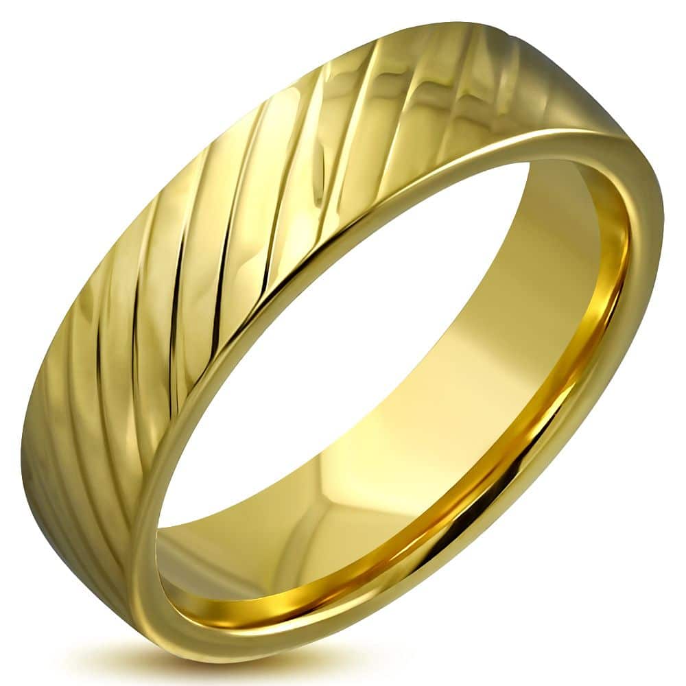 Arany színű átlósan vágott nemesacél gyűrű 6 mm