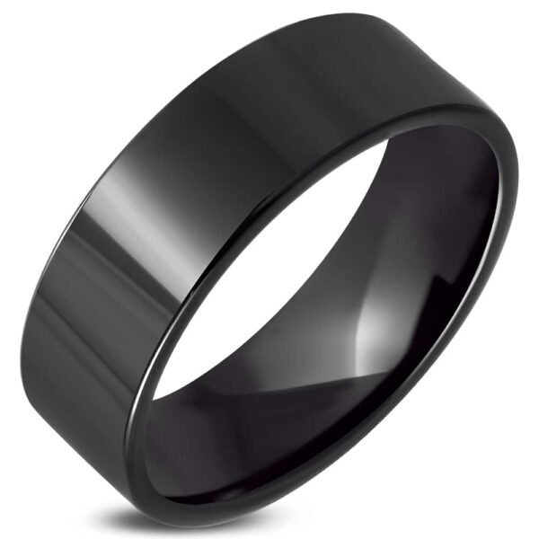 Fekete színű nemesacél gyűrű, gravírozható - 8,5 mm