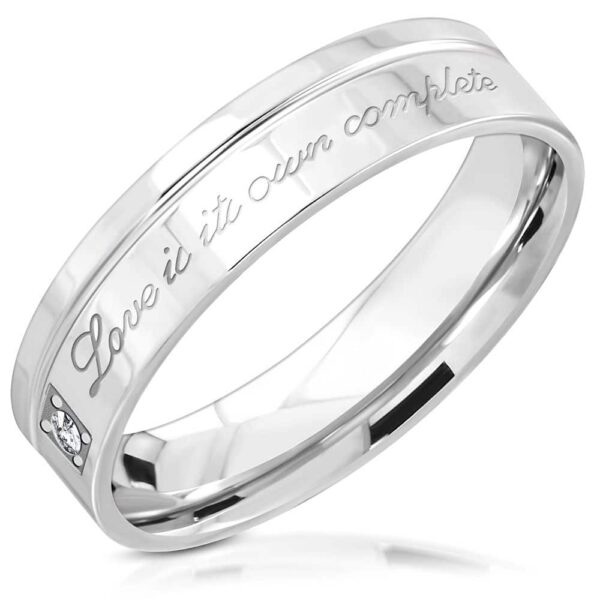 Ezüst színű nemesacél gyűrű 6 mm - Love is it own complete