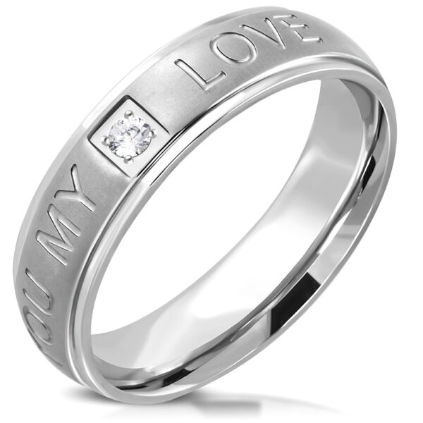 Ezüst színű nemesacél gyűrű My  Love felirattal