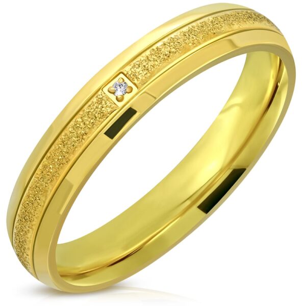 GOLDI - HOMOKFÚJT ARANY SZÍNŰ KARIKAGYŰRŰ PICI KÖVEL