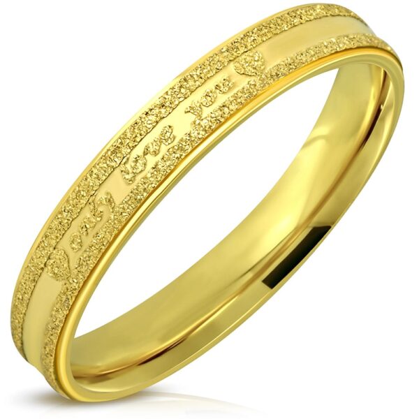 Greti homokfújt arany színű karikagyűrű