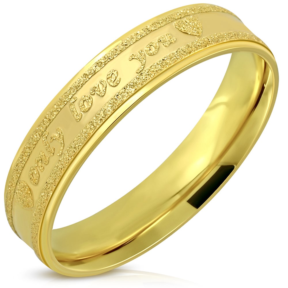 Arany színű nemesacél gyűrű, "only love you" felirattal 