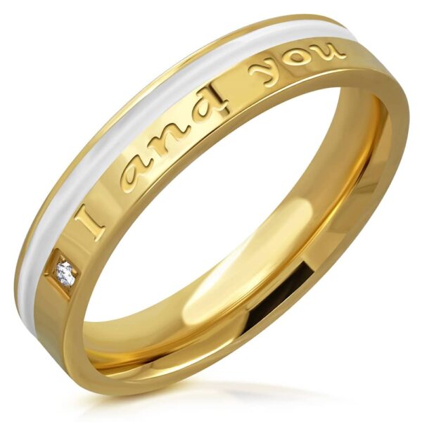 "I and you" feliratos arany színű karikagyűrű