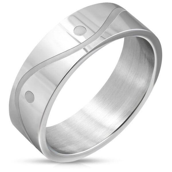 Ezüst színű, hullám mintás nemesacél gyűrű ékszer