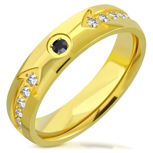 Arany színű nemesacél gyűrű kristályokkal