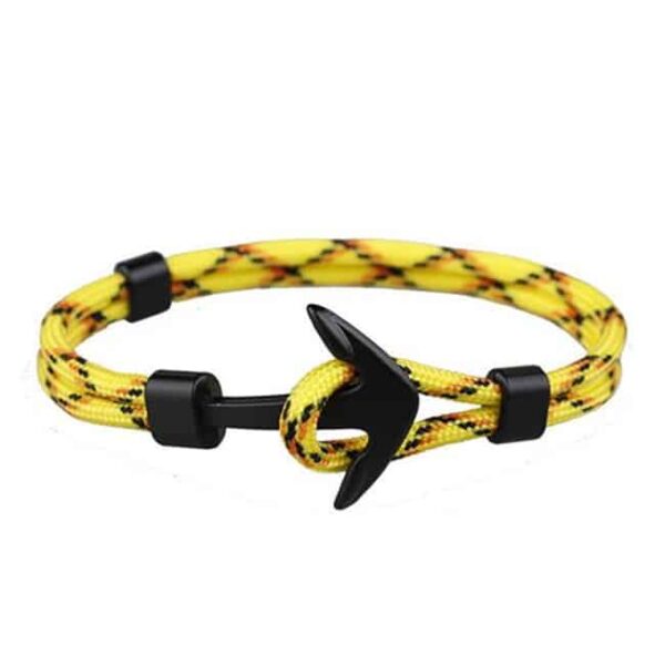 Citromsárga színű narancs-fekete csíkos horgonyos karkötő