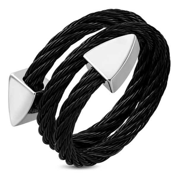 Steel Arrow fekete színű kábeles nemesacél gyűrű