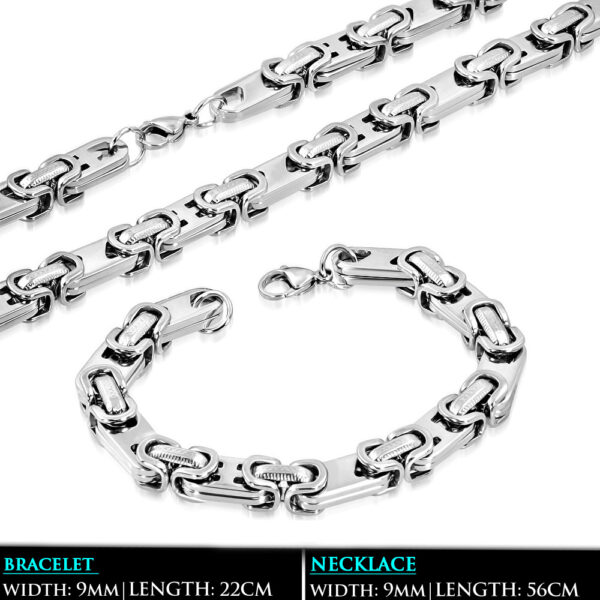 Bizánci nemesacél nyaklánc és karlánc ékszer szett