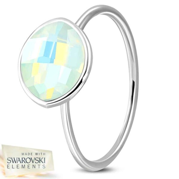 White Opal kristályos nemesacél gyűrű
