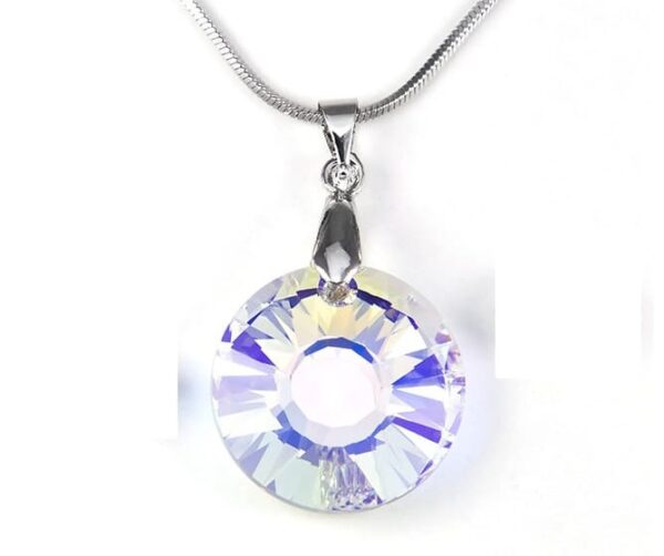 Swarovski® kristályos nemesacél nyaklánc - 19 mm - SUN - Crystal AB