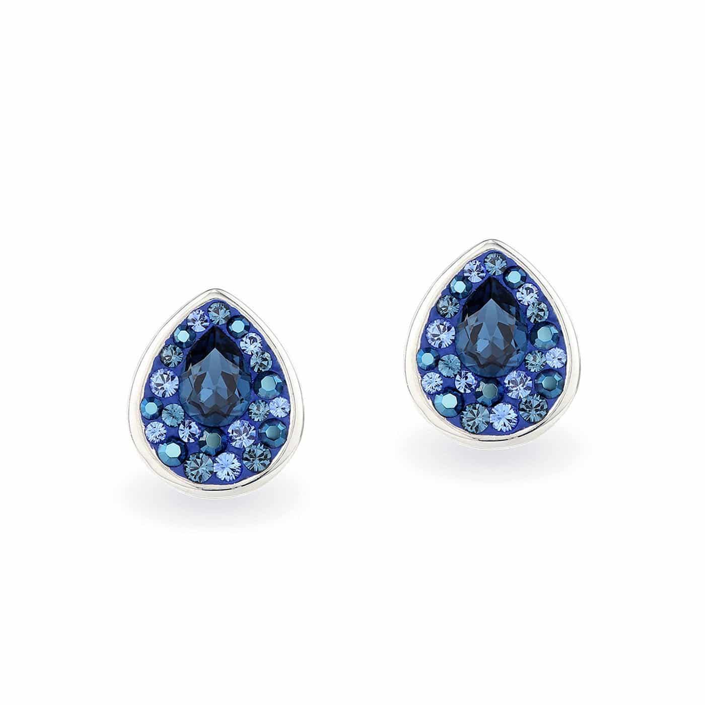 Swarovski kristályos ezüst fülbevaló - Raindrop Montana - ajándék díszdobozban