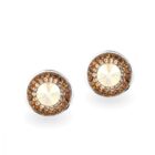 Swarovski kristályos ezüst fülbevaló - Rivoli Orbit Bronze - ajándék díszdobozban