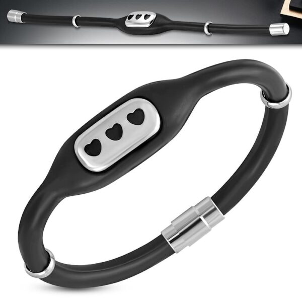 LOVE - SZÍVES KAUCSUK KARKÖTŐ MÁGNES KAPOCCSAL