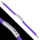 Lila színű kaucsuk karkötő, görög mintás nemesacél dísszel