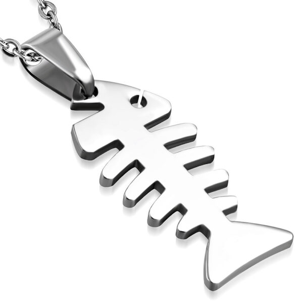 Ezüst színű, -Fishbone- alakú nemesacél medál