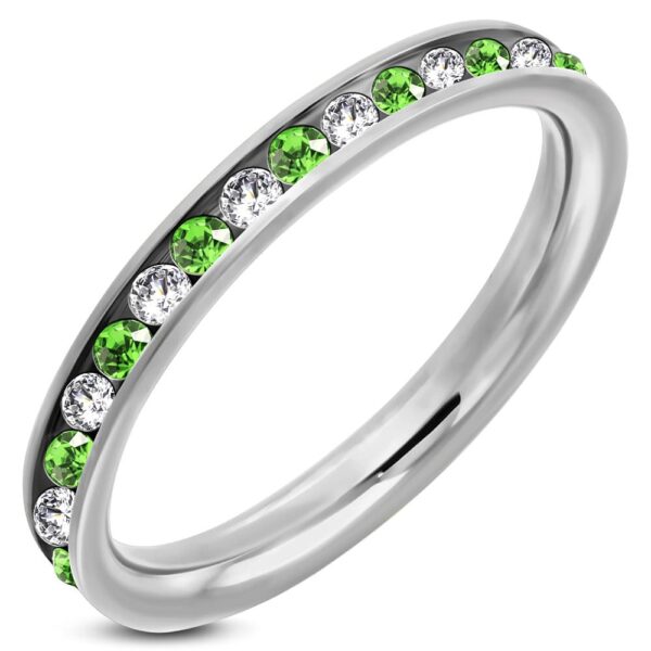 Peridot Crystal kristályos ezüst színű nemesacél gyűrű