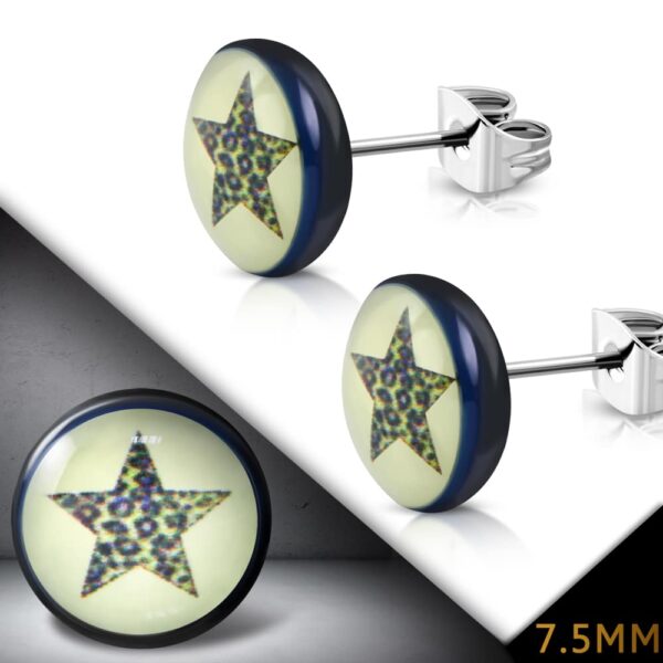 Nemesacél fülbevaló, csillag alakú mintával 