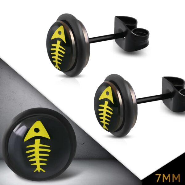 Nemesacél fülbevaló, halcsont mintával 