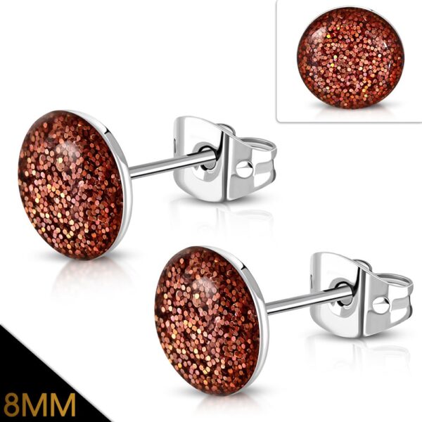 Vöröses barna színű, kristály mintás nemesacél fülbevaló