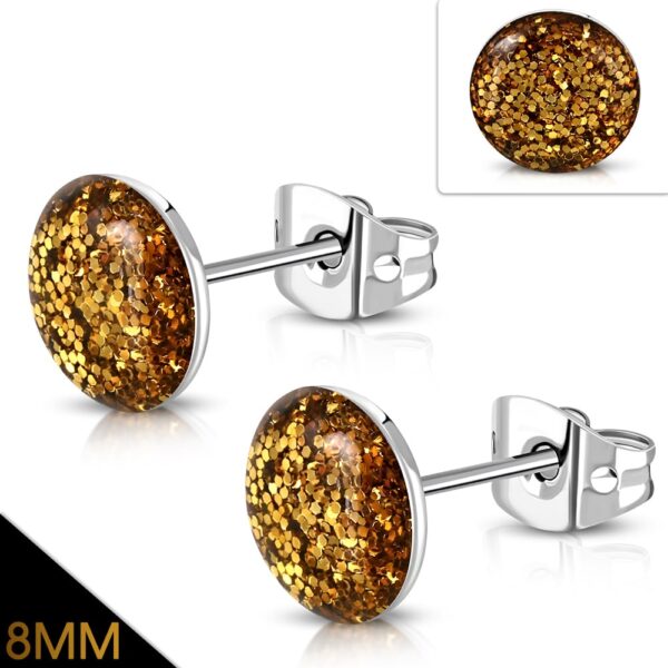 Flake nemesacél fülbevaló - Topaz, kristály mintás - 8 mm