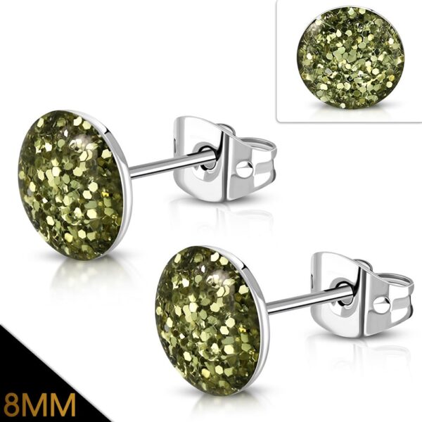 Arany zöld színű, kristály mintás nemesacél fülbevaló