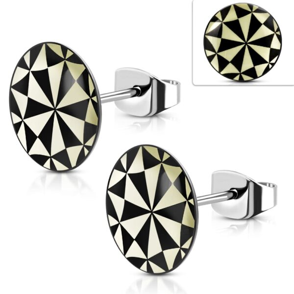 Ezüst színű, mintás nemesacél fülbevaló