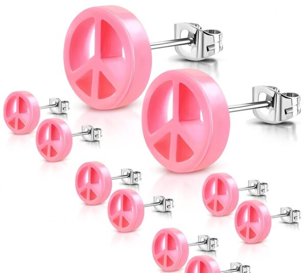 Peace - pink színű nemesacél fülbevaló ékszer